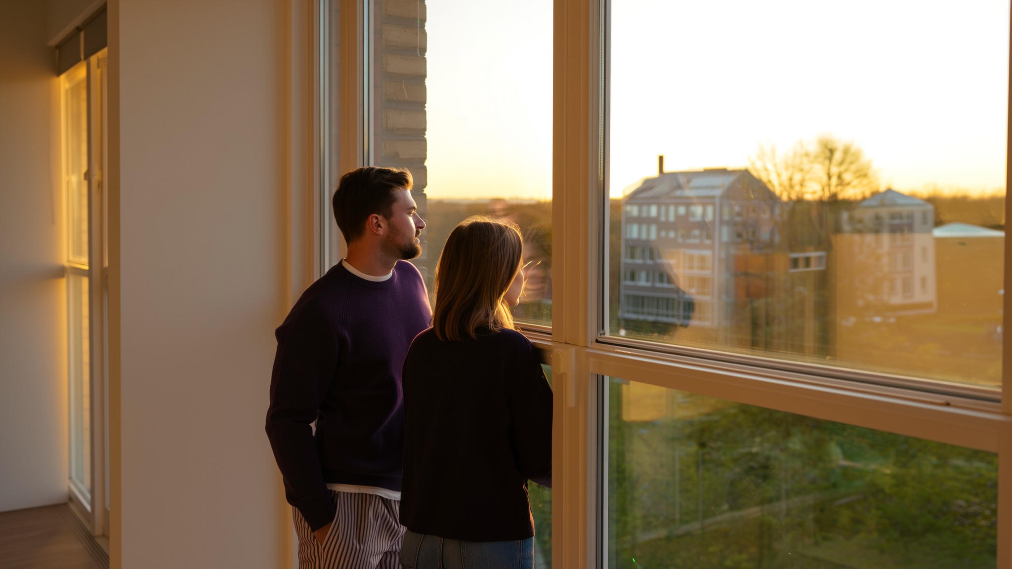 Stel bekijkt samen aan de keukentafel het spaarplan voor hun eerste koopwoning