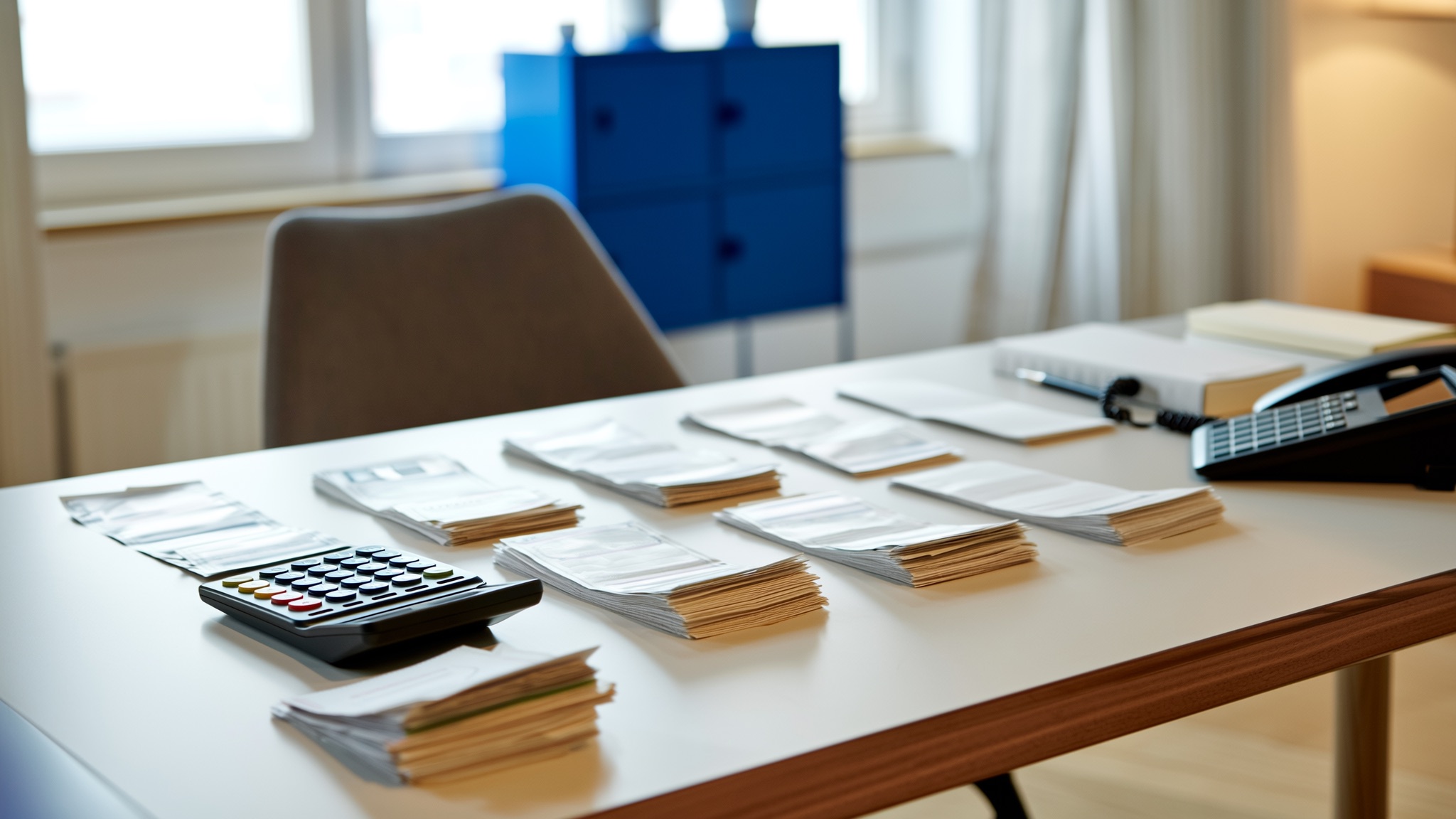 Stel maakt samen aan de keukentafel een vaste lasten overzicht met laptop en bankafschriften